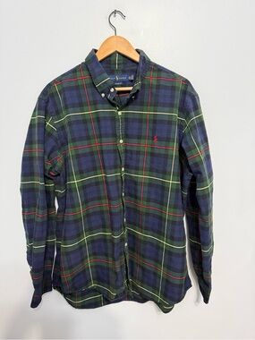 Polo by Ralph Lauren Navy & Green Plaid Button-Down Shirt
